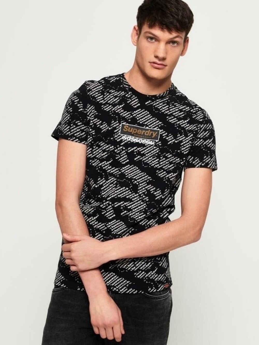 SUPERDRY Monochrome Graphic T-Shirt Short Sleeve Crew Neck Black/White | SZ XL